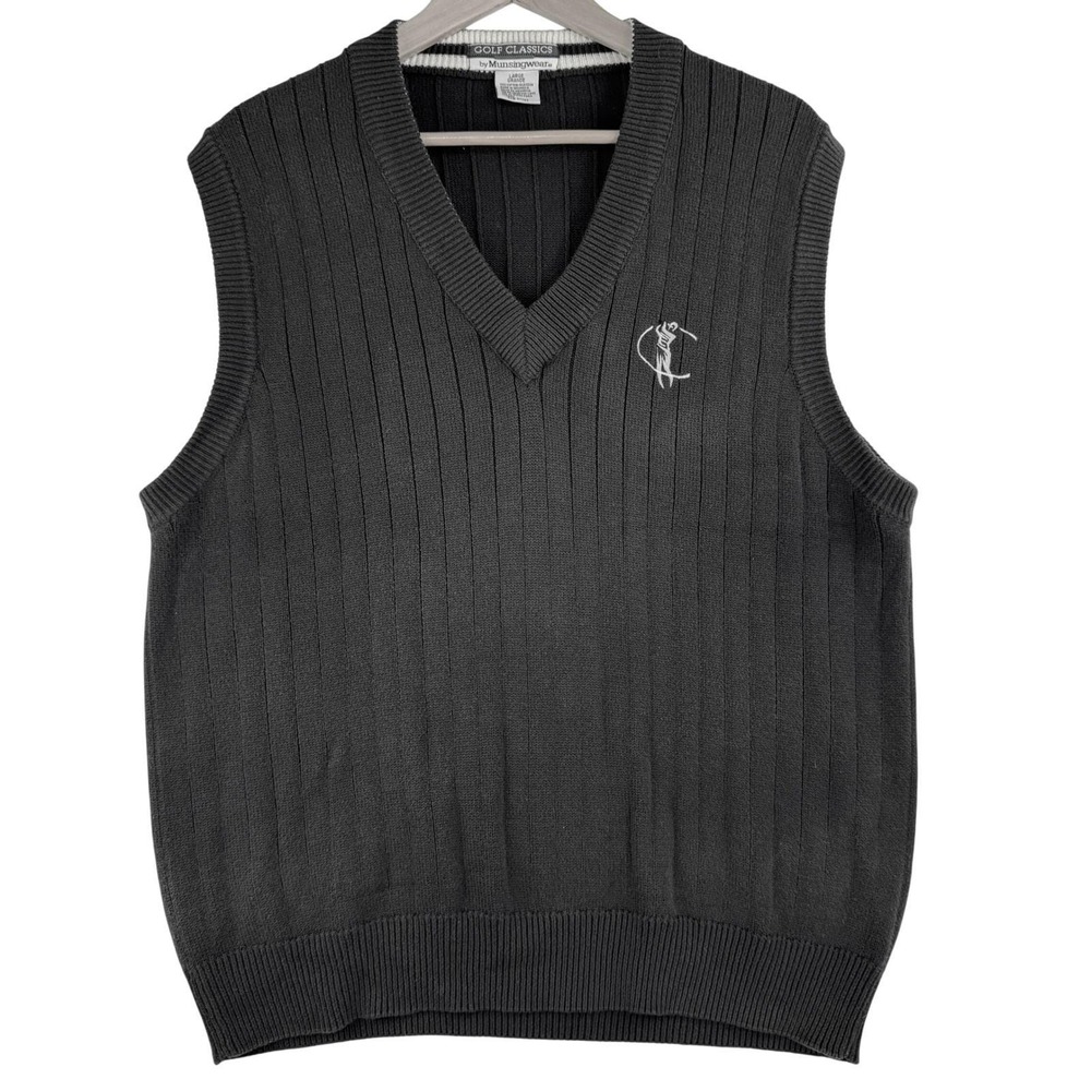 Vintage Munsingwear Golf Classics Mens Large Brown Ribbed Cotton Sweater Vest - Picture 3 of 7
